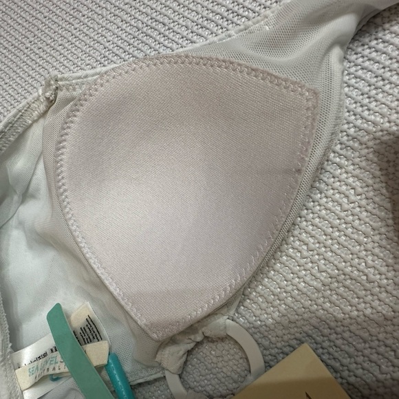 Revolve SEA LEVEL Spinnaker Keyhole Halter One Piece Ribbed White Built in Bra 4 - Picture 8 of 12